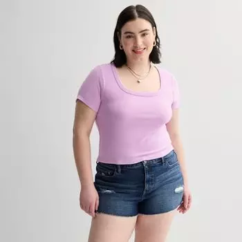 Детский укороченный топ с квадратным вырезом и рубчиком больших размеров So, цвет little lavender