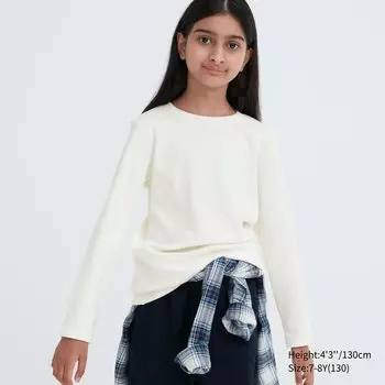 Термо-лонгслив UNIQLO Heattech с U-образным вырезом, белый
