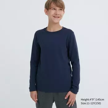 Термо-лонгслив UNIQLO Heattech с U-образным вырезом, темно-синий