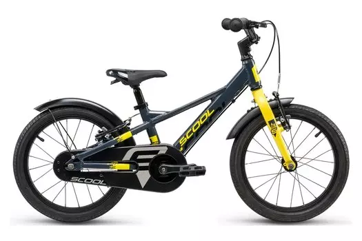 Детский велосипед S'cool XXlite EVO 16 1-Gang - 16 дюймов - Y-Form - 2025, цвет Grau|Dark Grey/Yellow