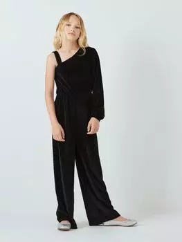 Детский велюровый комбинезон асимметричного кроя с металлизированной нитью John Lewis, черный