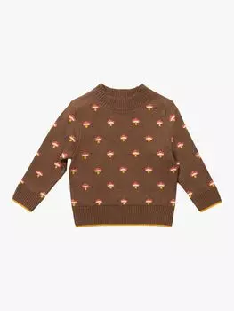Детский вязаный джемпер с поганкой Little Green Radicals, коричневый