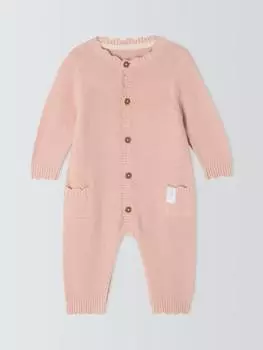 Детский вязаный комбинезон с зубчатыми краями John Lewis, розовый