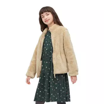 Детская флисовая куртка Uniqlo Toddler Fluffy Zipped, бежевый
