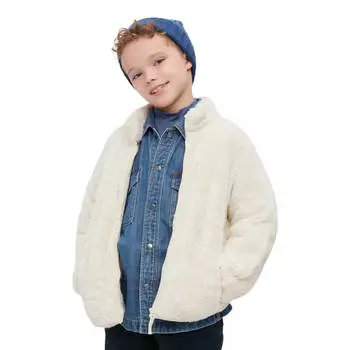 Детская флисовая куртка Uniqlo Toddler Fluffy Zipped, 01 молочно-бежевый