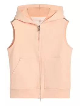 Детский жилет с капюшоном и застежкой-молнией Brunello Cucinelli Brunello Cucinelli Kids, оранжевый