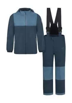 Детский зимний комплект из термоштанов и термокуртки normani, темно-синий