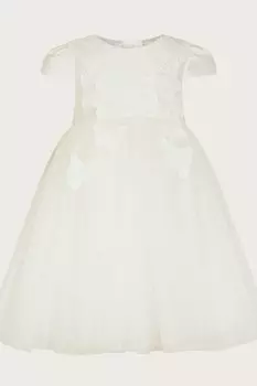 Детское 3D платье с цветочным принтом Monsoon, бежевый