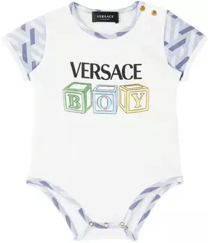 Детское бело-голубое боди Greca Versace