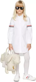 Детское белое оксфордское платье-рубашка длиной до бедра с повязкой на руку Thom Browne