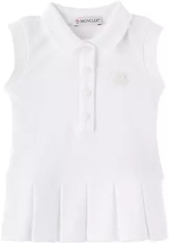Детское белое платье с нашивками Белое Moncler Enfant