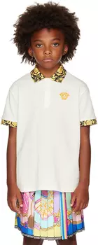 Детское белое поло Barocco Versace