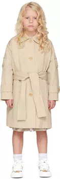 Детское бежевое пальто из нейлона и хлопка Burberry