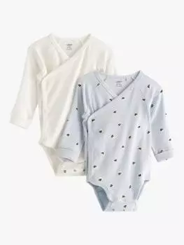 Детское боди bumblebee с запахом спереди с длинным рукавом спереди Lindex, цвет Dusty Blue