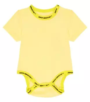 Детское боди из хлопкового джерси Off-White Kids, желтый