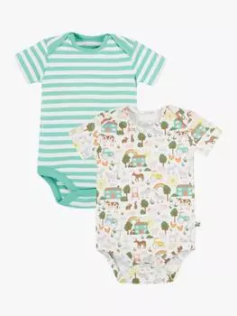 Детское боди из органического хлопка farmyard с коротким рукавом Frugi, разноцветный