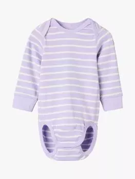 Детское боди из органического хлопка в полоску Polarn O. Pyret, фиолетовый
