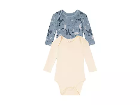 Детское боди lupilu, 2 предмета, из чистого органического хлопка, белый/синий