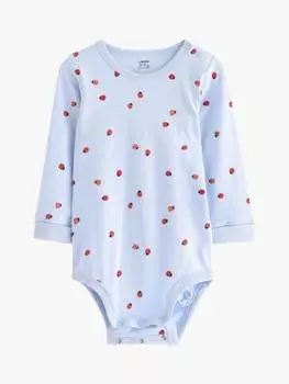 Детское боди с божьей коровкой с длинным рукавом Lindex, светло-синий