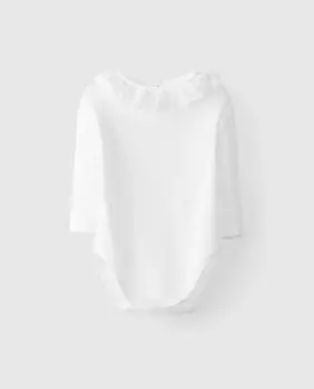 Детское боди с длинным рукавом и вышитым воротником Laranjinha, белый