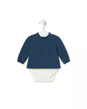 Детское боди с футболкой и круглым логотипом в центре Tous, темно-синий