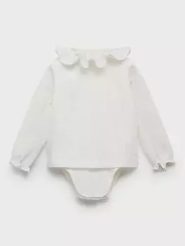 Детское боди с оборками на амазонке Mango, цвет Natural White