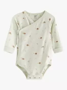 Детское боди с принтом ежика Lindex, цвет Light Dusty Green