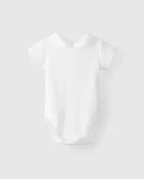 Детское боди с воротником Питера Пэна и короткими рукавами Laranjinha, белый