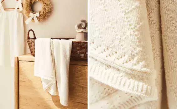 Детское бриллиантовое одеяло Zara Home, экрю