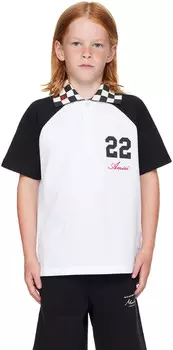 Детское черно-белое клетчатое поло MA '22' AMIRI