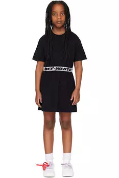 Детское черное платье с круглым вырезом Off-White