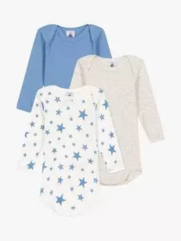 Детское хлопчатобумажное боди с длинным рукавом Petit Bateau, разноцветный