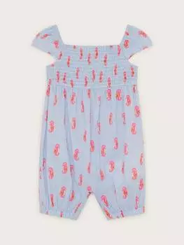 Детское хлопчатобумажное боди с морским коньком Monsoon, синий/разноцветный