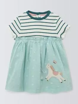 Детское хлопчатобумажное платье-футболка с аппликацией в виде лошадки John Lewis, разноцветный