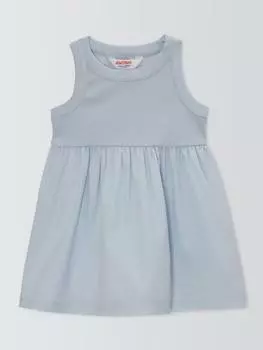 Детское хлопчатобумажное платье из поплина в рубчик John Lewis , синий