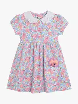 Детское хлопчатобумажное платье-клеш с цветочным рисунком JoJo Maman Bb, цвет Lilac