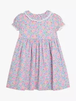 Детское хлопчатобумажное платье-клеш с цветочным рисунком JoJo Maman Bb, цвет Coral