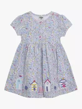 Детское хлопчатобумажное платье с аппликацией в виде пляжной хижины JoJo Maman Bb, розовый