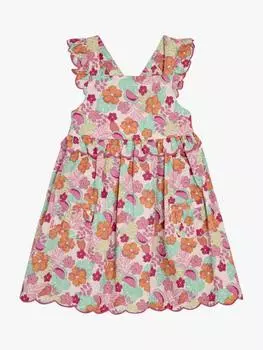 Детское хлопчатобумажное платье с отделкой в виде цветочного гребешка в стиле джунглей JoJo Maman Bb, розовый