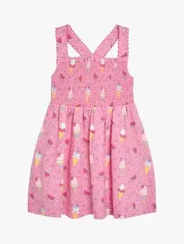 Детское хлопчатобумажное платье с принтом мороженого крест-накрест на спине JoJo Maman Bb, розовый