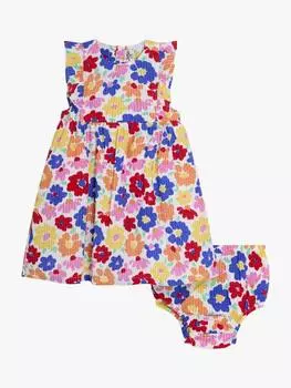 Детское хлопчатобумажное платье в цветочек и комплект шаровар JoJo Maman Bb, розовый