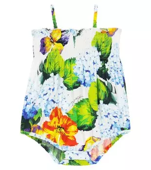 Детское хлопковое боди с цветочным принтом Dolce&Gabbana Kids, мультиколор