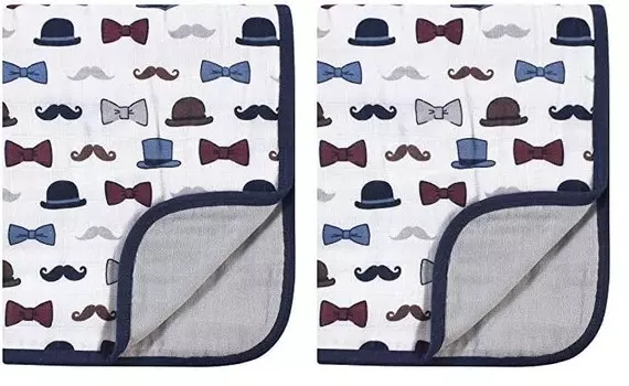 Детское хлопковое муслиновое стеганое одеяло Little Treasure унисекс, Handsome Fella, один размер (2 шт.), Handsome Fella