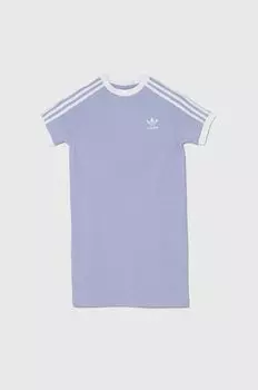 Детское хлопковое платье adidas Originals, фиолетовый