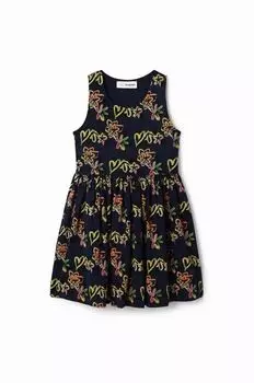 Детское хлопковое платье Desigual, темно-синий