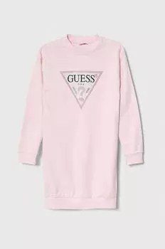 Детское хлопковое платье Guess, розовый