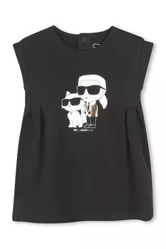 Детское хлопковое платье Karl Lagerfeld, черный