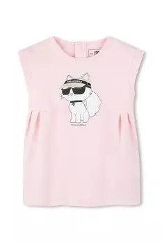Детское хлопковое платье Karl Lagerfeld, розовый