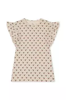 Детское хлопковое платье Konges Sljd, бежевый