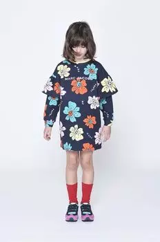 Детское хлопковое платье Marc Jacobs, темно-синий